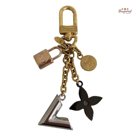 Louis Vuitton Bag Charm Kaleido V Padlock Gold Silver Key Ring